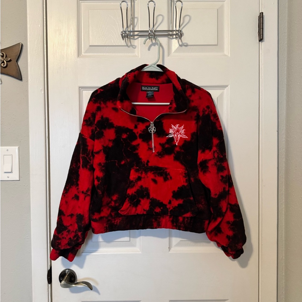 Blackcraft Red and Black Tie-Dye Pullover